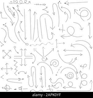 Handgezeichnete Pfeile. Satz mit Pfeil auf weißem Hintergrund Stock Vektor