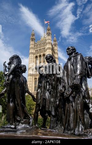 Die Burgher von Calais, von Auguste Rodin, Victoria Gardens, Millbank, London. GROSSBRITANNIEN Stockfoto