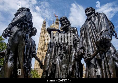 Die Burgher von Calais, von Auguste Rodin, Victoria Gardens, Millbank, London. GROSSBRITANNIEN Stockfoto