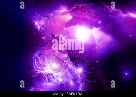 A beautiful galaxy with stars in vibrant purple colors. Elements of this image were furnished by NASA. Stockfoto