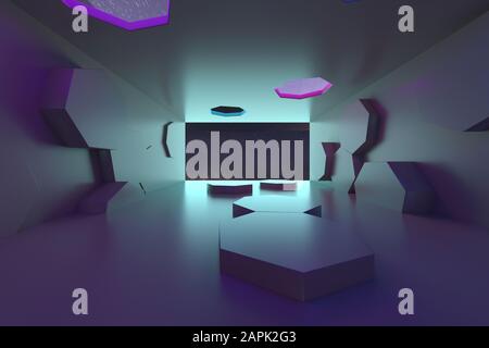 3D-Darstellung von Hintergründen abstrakt. 3D-Darstellung einfacher Geometrischer Darstellung Stockfoto