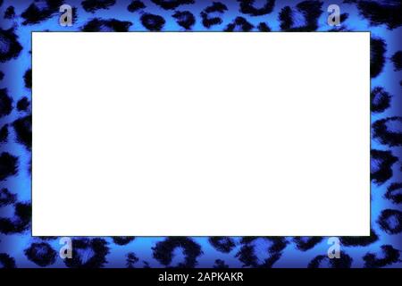 Ein blauer Rahmen mit Leopardenmuster Stockfoto
