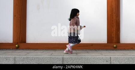 Kyoto, Japan. Nov. 2018. Kinder spielen am Donnerstag, 22. November 2018, im Horyu-JI-Tempel in Kyoto, Japan. Credit: Mark Hertzberg/ZUMA Wire/Alamy Live News Stockfoto