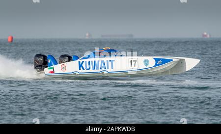 UIM 2019 Xcat-Weltmeisterschaft, Sunset Beach Dubai. Kuwait, Crew Abdullatif AL Omani, Moustafa AL Dashti Stockfoto