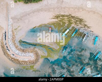 Luftaufnahme der Strand von Sanur, Bali, Indonesien Stockfoto
