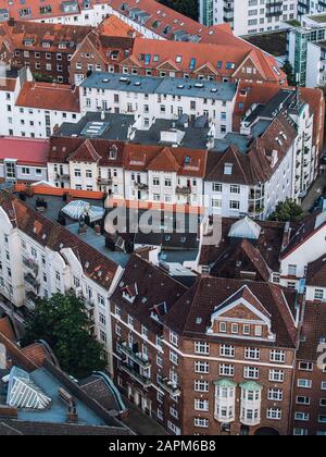 Deutschland, Hamburg, Luftaufnahme der Neustadt-Wohnhäuser Stockfoto