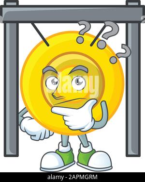 Chinesischer Gong Cartoon Maskottchen Stil mit verwirrender Geste Stock Vektor