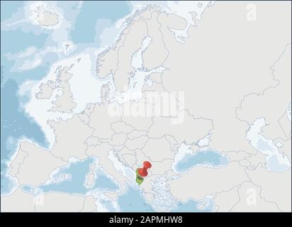 Lage der Republik Albanien auf der Europakarte Stock Vektor