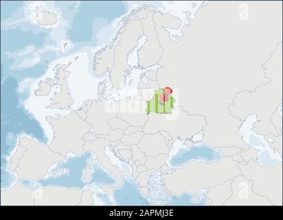 Lage der Republik Weißrussland auf der Europakarte Stock Vektor