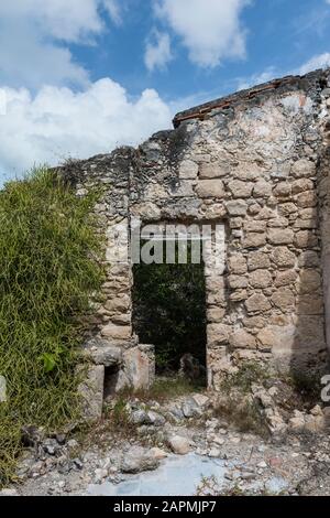 Alte Überreste der Exhacienda Real de Salinas, wo sie Salz herstellen. Bei Celestun im Bundesstaat Yucatan, Mexiko Stockfoto