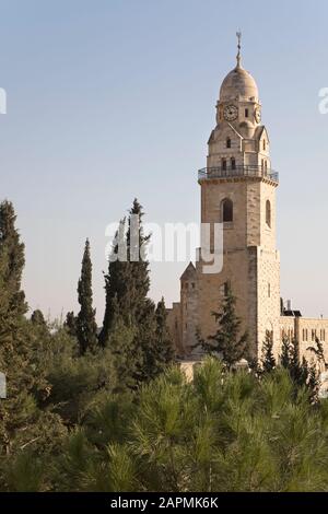 Kirchturm Der Dormitionskirche in Ostjerusalem Stockfoto