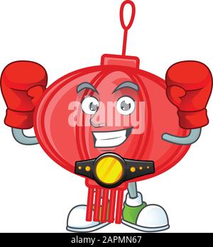 Happy Face Boxing chinese lampion Cartoon Character Design Stock Vektor