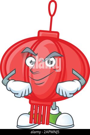 Chinesischer lampion Maskottchen Cartoon-Charakter-Stil mit Schmirrenden Gesicht Stock Vektor