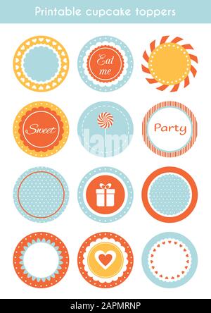 Vektor-Set aus bedruckbaren Kupentürenoberzügen, Etiketten Stock Vektor