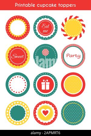 Satz druckbarer Etiketten, Kupentopftöpfe, Etiketten Stock Vektor