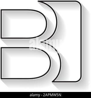 Vector Anfangsbuchstabe B. Schild mit schwarzer Linie Stock Vektor
