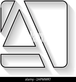 Vector Anfangsbuchstabe A. Schild mit schwarzer Linie Stock Vektor