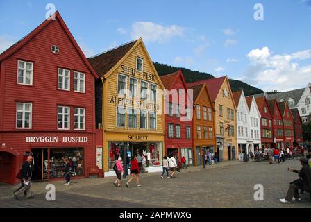 Norwegen, Bergen Bryggen UNESCO-Liste für Welterbestätten Stockfoto