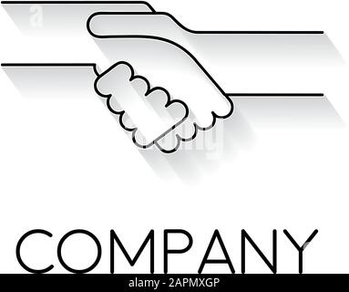 Abstrakter Handshake mit Vektorzeichen, in linearem Stil Stock Vektor