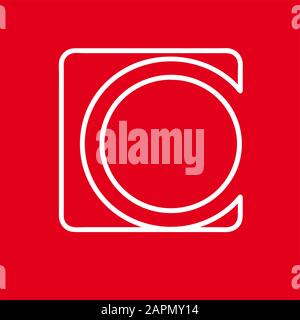 Vektor Anfangsbuchstabe O und Zahl 0. Schild mit roter Linie Stock Vektor