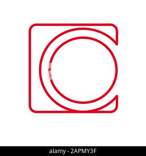 Vektor Anfangsbuchstabe O und Zahl 0. Schild mit roter Linie Stock Vektor