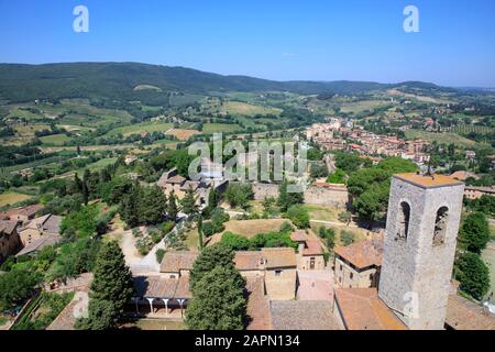 Campanile della Collegiata, San Gimignano, Italien, Stockfoto