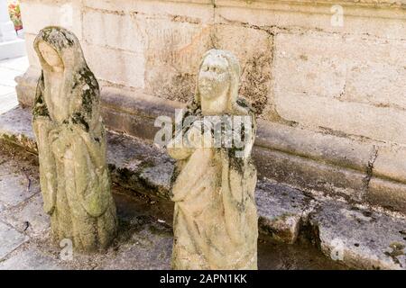 Guehenno, Frankreich. Der Kalvarienberg von Guehenno, dating von 1550, einer der sieben großen calvaries (enclos paroissial) Bretagne (Bretagne) Stockfoto