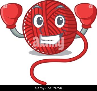 Sportiver Maskottchen-Stil aus rotem Wollgarn mit Boxing Stock Vektor