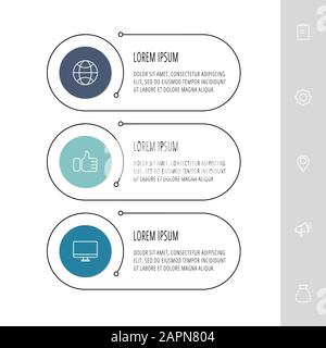 Vektor flachbild Vorlage Kreis Infografiken. Business Konzept mit 3 Optionen und Teile. Drei Schritte für Inhalt, Flussdiagramm, Präsentation, Grafik, Diagramme Stock Vektor