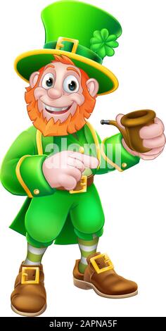 Leprechaun St Patricks Day Zeichentrickfigur Stock Vektor