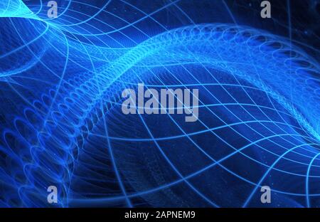 Dynamische Kurven ands weichzeichnen Muster. Fraktale Grafiken. Wissenschaft und Technologie Konzept. Stockfoto