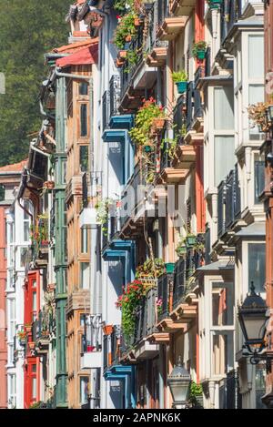 Das charmante Casco Viejo Gebiet von Bilbao, Spanien. Stockfoto
