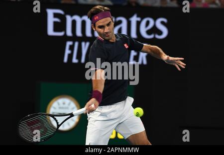 Melbourne, Australien. Januar 2020. Melbourne Park Australian Open Day 5 24/01/20 Roger Federer (SUI) V John Millman (aus) Third Rund Match Credit: Roger Parker/Alamy Live News Stockfoto