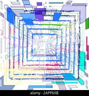 Quadrat mit geometrischen Formen Stock Vektor