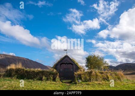 Grafarkirkja Turf-Kirche, Nordisland Stockfoto