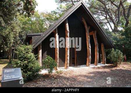 Die 10 Kapellen im Wald des Heiligen Stuhls auf der Architekturbiennale in Venedig 2018, San Giorgio Maggiore iland, San Marco Sestiere, Venedig, Veneto, i. Stockfoto