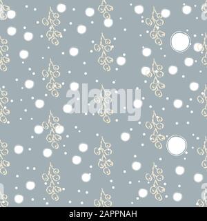 Nahtlose Übergabe Beeren in der Bürste auf blauem Hintergrund dargestellt. Sich wiederholende Muster. Vector Illustration Stock Vektor