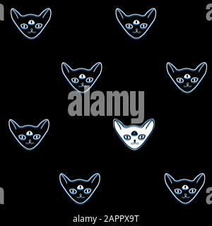 Süßes Textilmuster mit Contour sphynx Katzen mit drittem Auge Stock Vektor