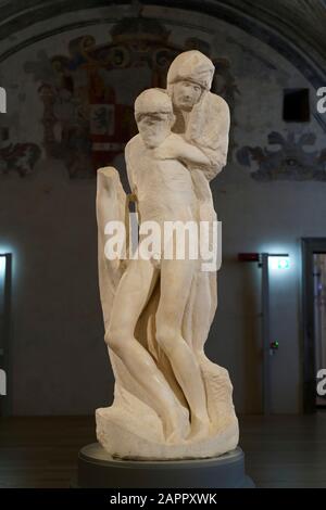 Die Rondanini Pietà, Statue, Michelangelo Buonarroti Bildhauer, Museum für Alte Kunst, Castello Sforzesco, Schloss Sforza, Mailand, Lombardei, Italien, Europa Stockfoto