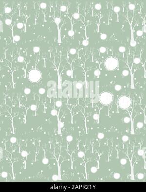 Nahtlose Muster der Bäume auf Schwarz. Vector Illustration Stock Vektor