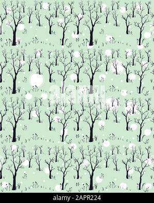 Silhouetten von Bäumen auf dezente Hintergrund. Baum Muster. Vector Illustration Stock Vektor