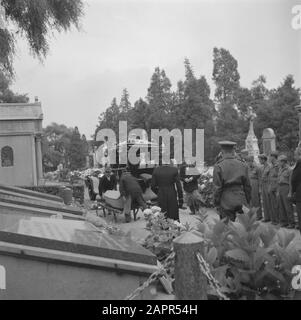 Beerdigung [Sarg wird auf eine Bar aus dem Hörenseal gelegt] Anmerkung: Foto wahrscheinlich in oder in der Nähe von Brüssel aufgenommen (siehe vorherige Serie) Datum: 14. Juni 1945 Schlüsselwörter: Beerdigungen, zweiter Weltkrieg Stockfoto