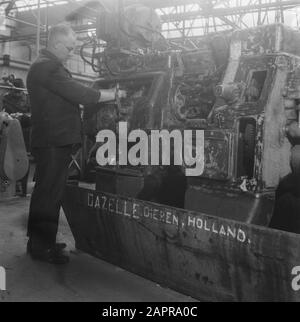 Rijwielfabriek Gazelle te Dieren Datum: 20. März 1946 Standort: Animal Keywords: Fahrradfabriken Stockfoto
