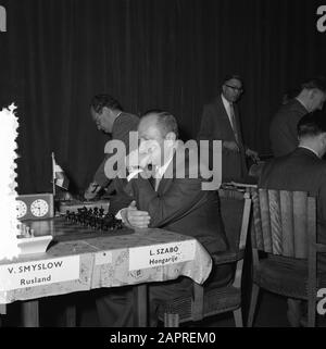 Erste Runde der Kandidatinnen WM-Schach. An Bord Szabo Datum: 26. März 1956 Schlagwörter: Schach, Runden, Tourturniere Stockfoto