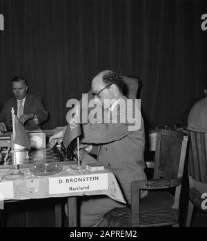 Erste Runde der Kandidatinnen WM-Schach. An Bord Bronstein Datum: 26. März 1956 Schlagwörter: Schach, Runden, Tourturniere Stockfoto