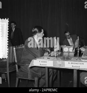 Erste Runde der Kandidatinnen WM-Schach. An Bord von Keres Datum: 26. März 1956 Schlagwörter: CHESKS, Runden, Tourturniere Stockfoto