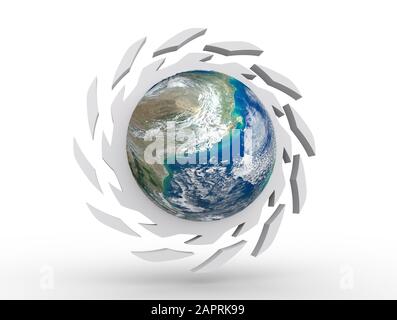 Globus in Gang Form Emblem. Elemente dieses Bild von der NASA eingerichtet. 3D-Rendering Stockfoto