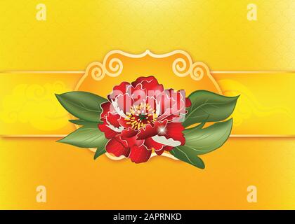 Gelber Hintergrund konzipiert als Unterstützung für chinesische/vietnamesische/Koreanisch Grußkarten Stockfoto