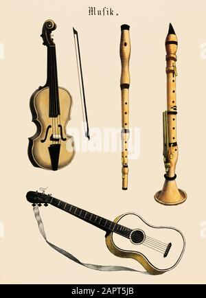 Musikinstrumente Vintage Illustrationen Stockfoto