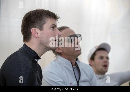 24. Januar 2020, Daytona Beach, Florida, USA: Das Auto DragonSpeed USA Oreca LMP2 07 fährt auf die Strecke, um für den Rolex 24 In Daytona auf dem Daytona International Speedway in Daytona Beach, Florida zu trainieren. (Bild: © Logan Arce/ASP) Stockfoto